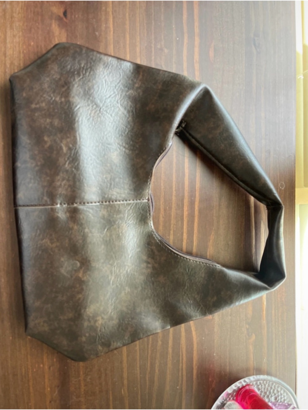 SHEIN Distressed Dark Brown Hobo Shoulder Bag